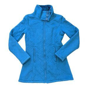 The North Face teal blue green quilted sherpa fur coat jacket women's size small